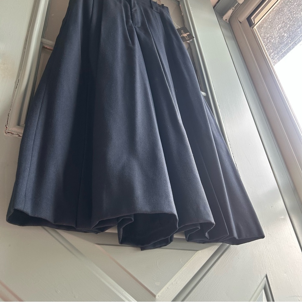 NWT Vintage Pleated Wide Leg Midi Palazzo Pant Trouser Skirt Hunt Club Navy 12 - Picture 7 of 10